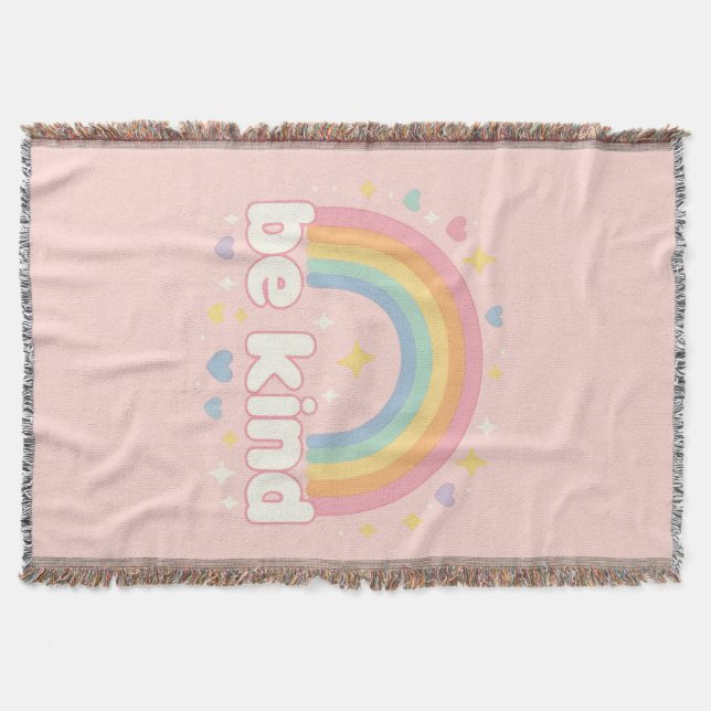 Cobertor Seja Gentil – Arco-Íris Pastel de Positividade (Frente)