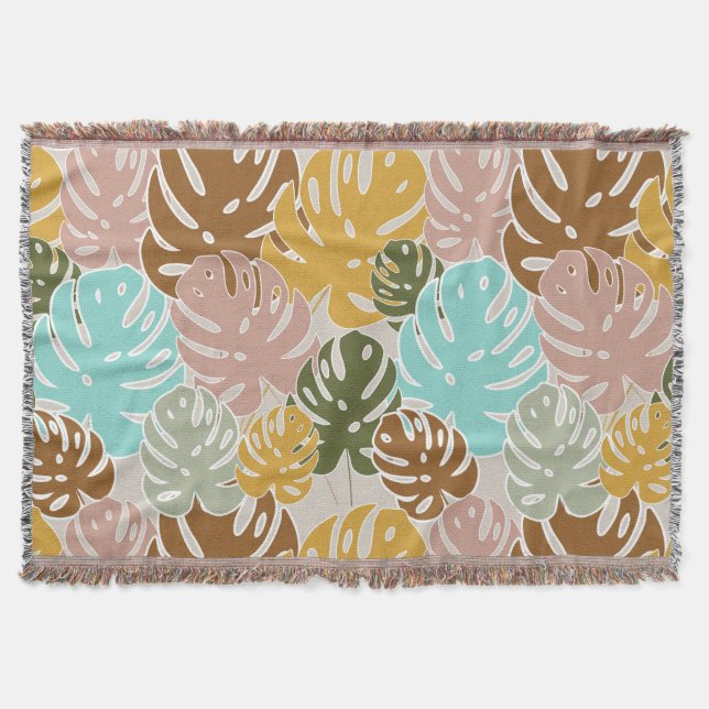 Cobertor Selva de monstera colorida (Frente)