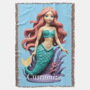 Cobertor Sereia de Cabeça Vermelha e Bonita Thunder_Cove