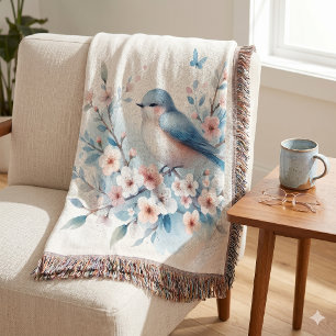 Cobertor Serenidade em Aquarela Bluebird Blossom