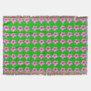 Cobertor Serenidade fetal: Hibisco rosa numa Canvas verde