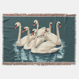 Cobertor Sete Cisnes Nadando Corte Estilo Estêncil 4