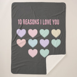 Cobertor Sherpa 10 razões pelas quais te amo - 10º presente de ani