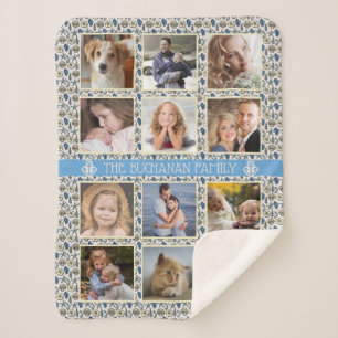 Cobertor Sherpa 12 Camadas de Areias de Colagem de Fotos da Famíli