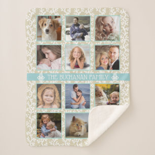 Cobertor Sherpa 12 Família de Fotos Colagem de Praia de Coral Fá
