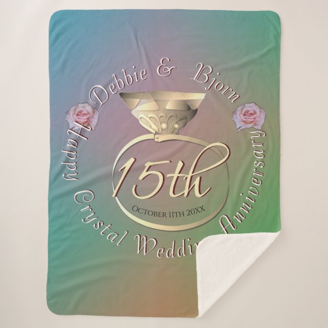 Cobertor Sherpa 15 Crystal Weding Anniversário Sherpa Blanket (Frente)