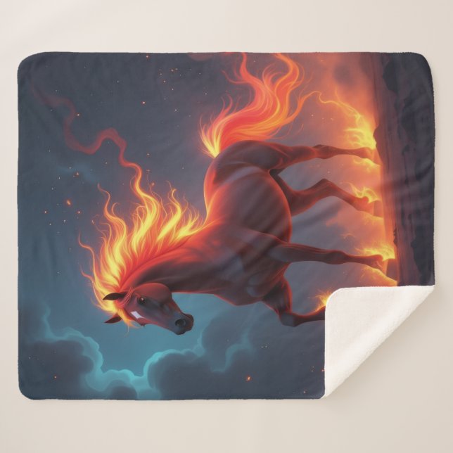 Cobertor Sherpa „2026 – Das Jahr des Feuerpferds“ (Frente (Horizontal))