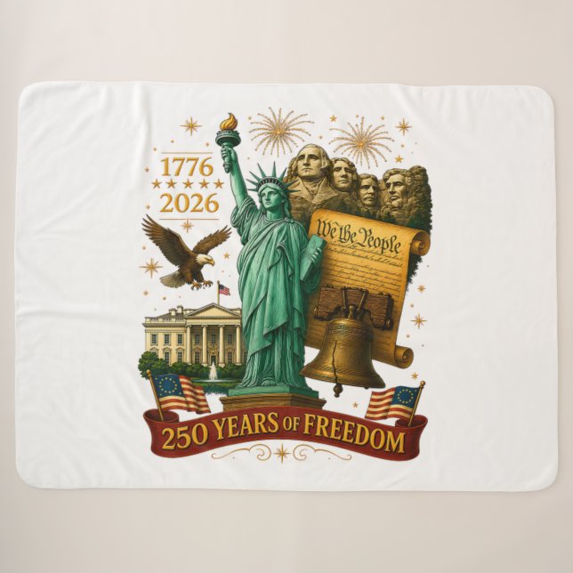 Cobertor Sherpa 250 Anos de Liberdade Americana (Frente (Horizontal))