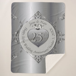 Cobertor Sherpa 25 Silver Weding Anniversário Sherpa Blanket