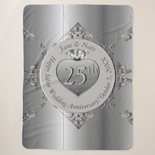 Cobertor Sherpa 25 Silver Weding Anniversário Sherpa Blanket