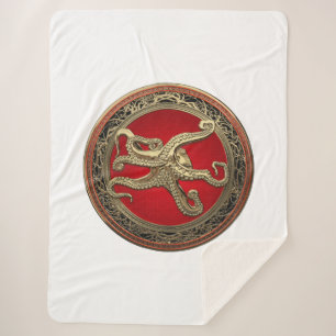 Cobertor Sherpa [300] Octopus Dourado sagrado na postura defensiva