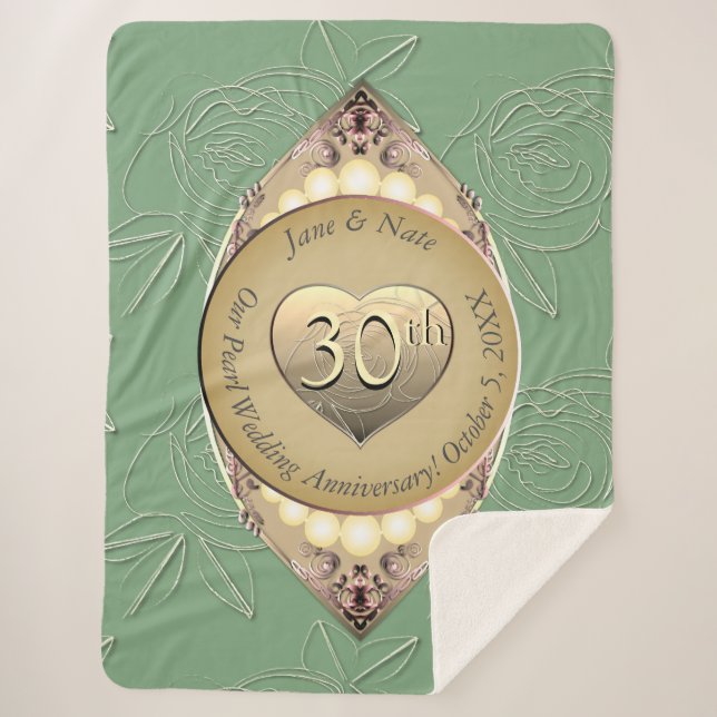 Cobertor Sherpa 30 e 12 Pearl Aniversário de Casamento (Frente)