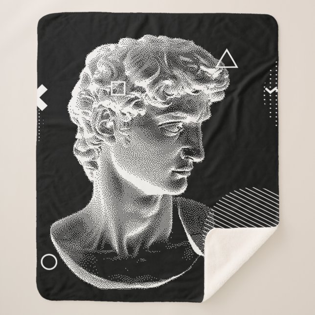 Cobertor Sherpa 3D Anel da cabeça de David de Michelangelo na arte (Frente)