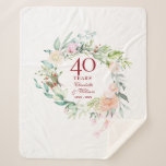Cobertor Sherpa 40º Aniversário do Casamento Ruby Floral Garland<br><div class="desc">Com uma delicada granja floral de aquarela,  este cobertor botânico de 40 anos de casamento keepsasasasasaksherpa pode ser personalizado com suas informações especiais de aniversário em elegante tipografia vermelha rubi. Projetado por Thisnotme©</div>