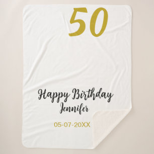 Cobertor Sherpa 50º aniversário adicionar nome data ano modelo neg