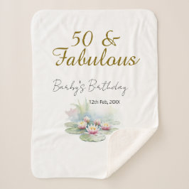 Cobertor Sherpa 50 & fabulous golden water lotus lily watercolor 