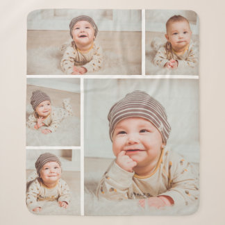 Cobertor Sherpa 5 Colagem de Fotos Personalizada