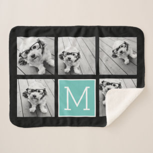 Cobertor Sherpa 5 Colagem de Fotos Texto Opcional — CAN Edit Color