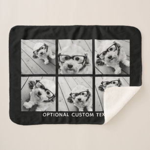 Cobertor Sherpa 6 Colagem de Fotos Texto Opcional — CAN Edit Color