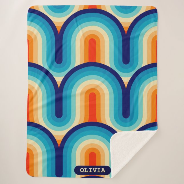 Cobertor Sherpa 70s Rainbow Curves (Frente)