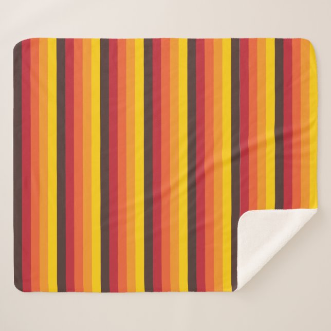 Cobertor Sherpa 70s retro legal listra o vermelho do amarelo (Frente (Horizontal))
