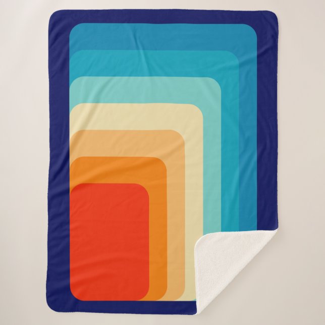 Cobertor Sherpa 70s Square Rainbow (Frente)