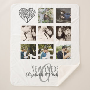 Cobertor Sherpa 8 x FOTO COLAGE Newlyweds Personalizado WEDDING
