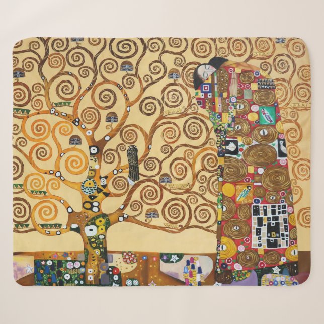 Cobertor Sherpa A Árvore da Vida | Gustav Klimt | (Frente (Horizontal))