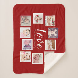 Cobertor Sherpa A Colagem de Fotografias LOVE Pareceu Personalizad