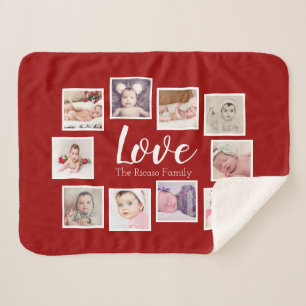 Cobertor Sherpa A Colagem de Fotografias LOVE Pareceu Personalizad