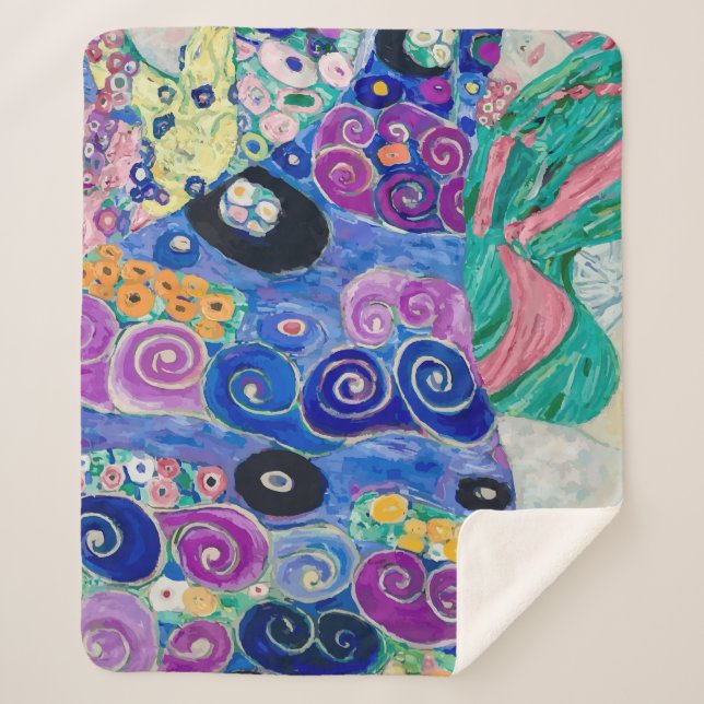 Cobertor Sherpa A donzela de Gustav Klimt (Frente)