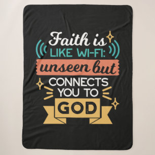 Cobertor Sherpa A Fé é Como WiFi Citação Divertida Arte Cristã