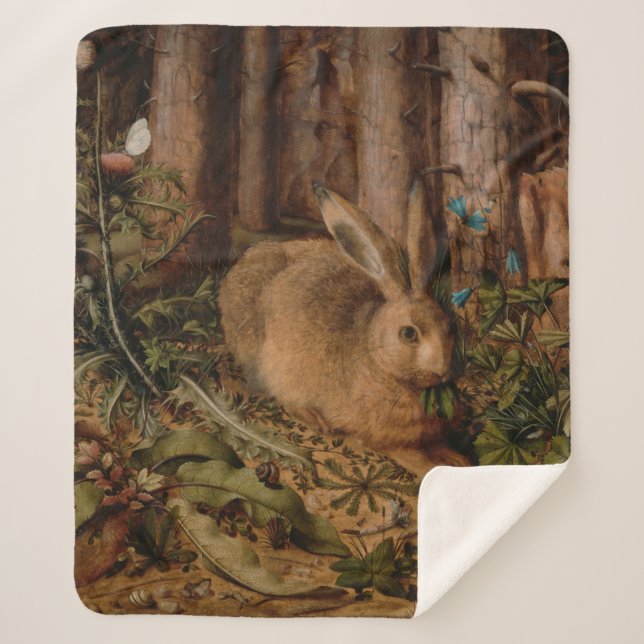 Cobertor Sherpa A Hare in the Forest (por Hans Hoffmann) (Frente)