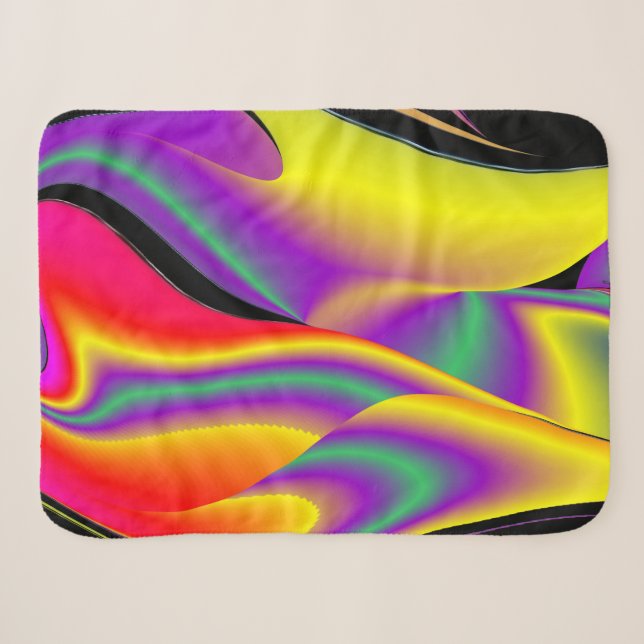 Cobertor Sherpa A magia das cores do Rainbowart Abstrato 3D (Frente (Horizontal))