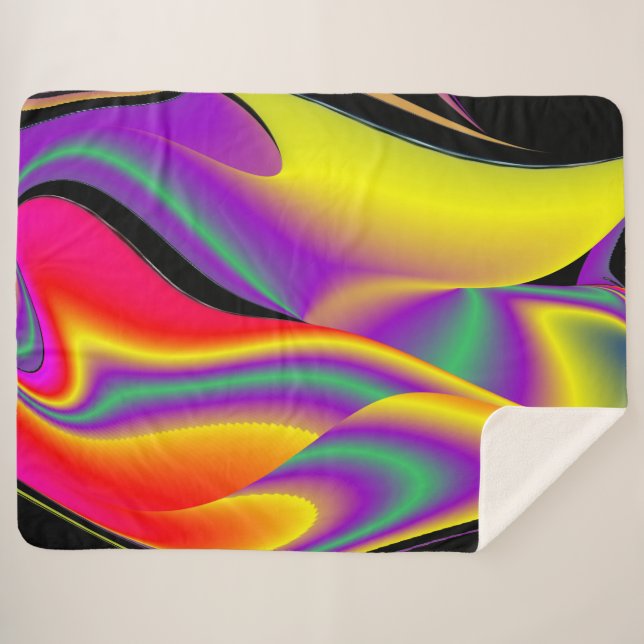 Cobertor Sherpa A magia das cores do Rainbowart Abstrato 3D (Frente (Horizontal))