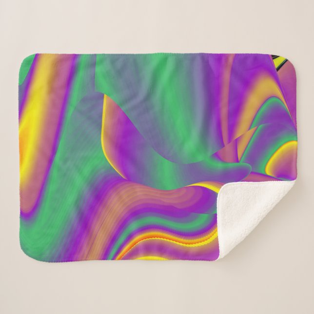 Cobertor Sherpa A magia das cores do Rainbowart Abstrato 3D (Frente (Horizontal))