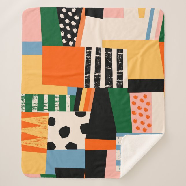 Cobertor Sherpa A mão desenhou várias formas. Abstrato contemporân (Frente)