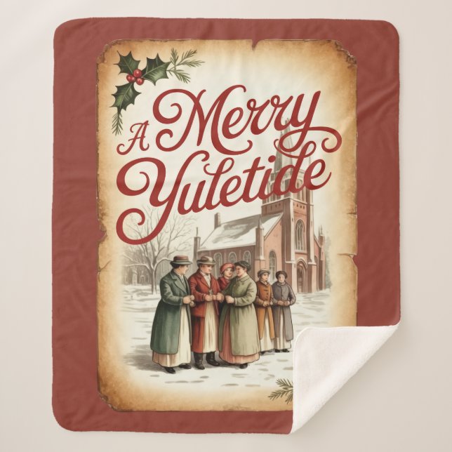 Cobertor Sherpa A Merry Yuletide with Victorian Carolers  (Frente)