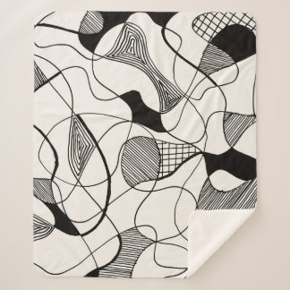 Cobertor Sherpa A monochrome abstract pen and ink sketch; irregula