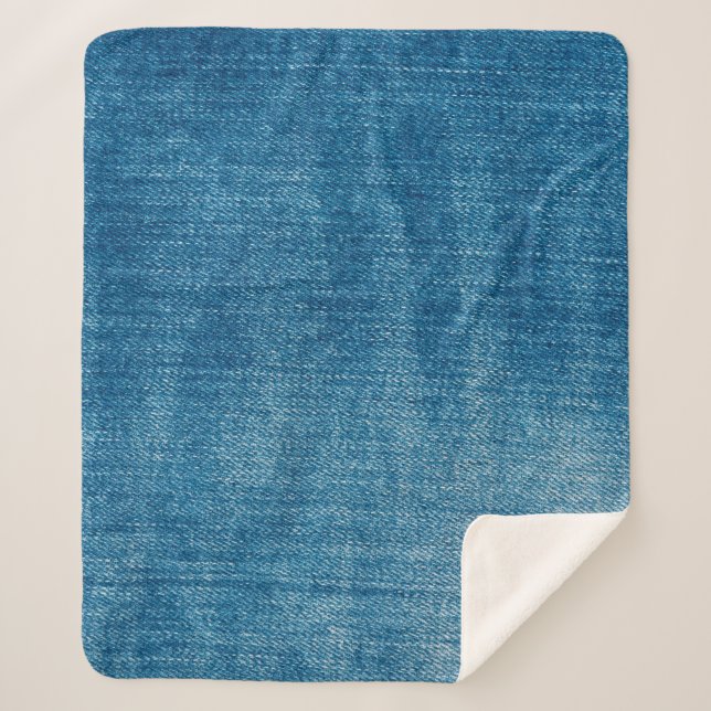 Cobertor Sherpa A textura dos jeans azuis denim fecha. Blue denim  (Frente)