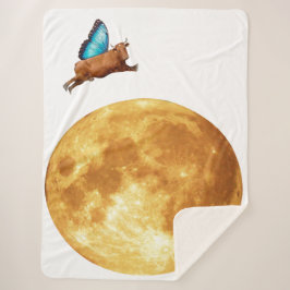 Cobertor Sherpa A Vaca Voou Sobre A Lua Sherpa Blanket
