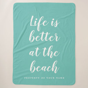 Cobertor Sherpa A vida é melhor no azul da moda de praia