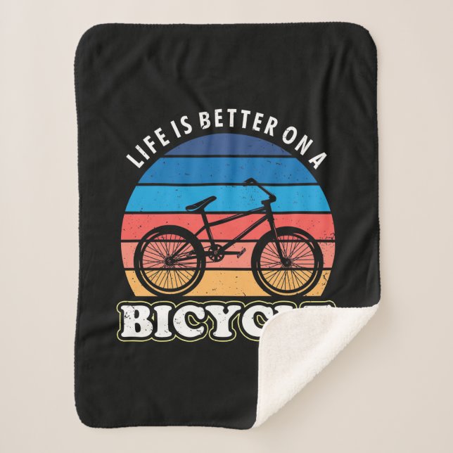 Cobertor Sherpa A Vida É Melhor Num Bicicleto (Frente)