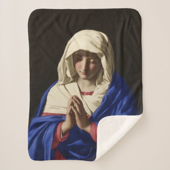 Cobertor Sherpa A Virgem Maria na Oração (Frente)