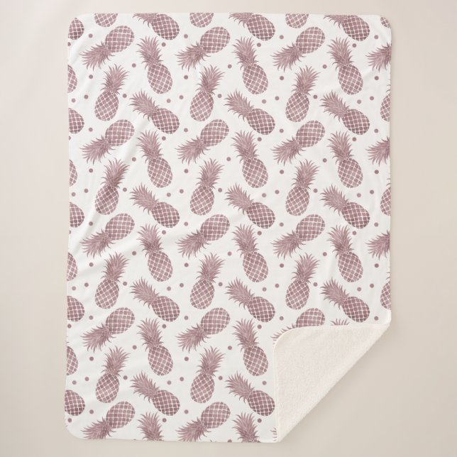 Cobertor Sherpa Abacaxis rosa Dourados (Frente)