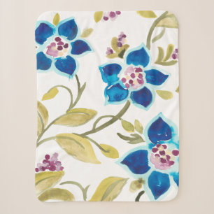 Cobertor Sherpa Abbey Floral Azulejos - Blue Blooms