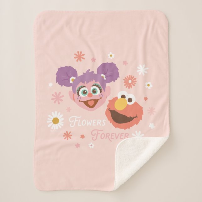 Cobertor Sherpa Abby Cadabby & Elmo | Flores para sempre (Frente)