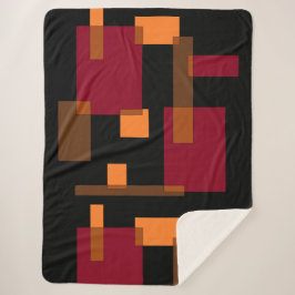 Cobertor Sherpa Abstração Geométrica Laranja Vermelho Preto