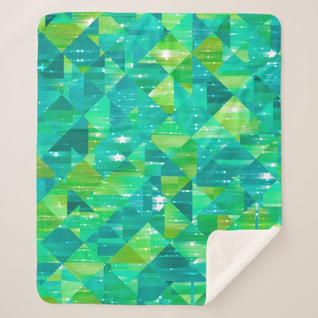 Cobertor Sherpa Abstract background. green mosaic (Frente)