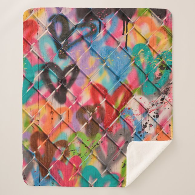 Cobertor Sherpa Abstract Spray Paint Texture Backgroundart,street, (Frente)